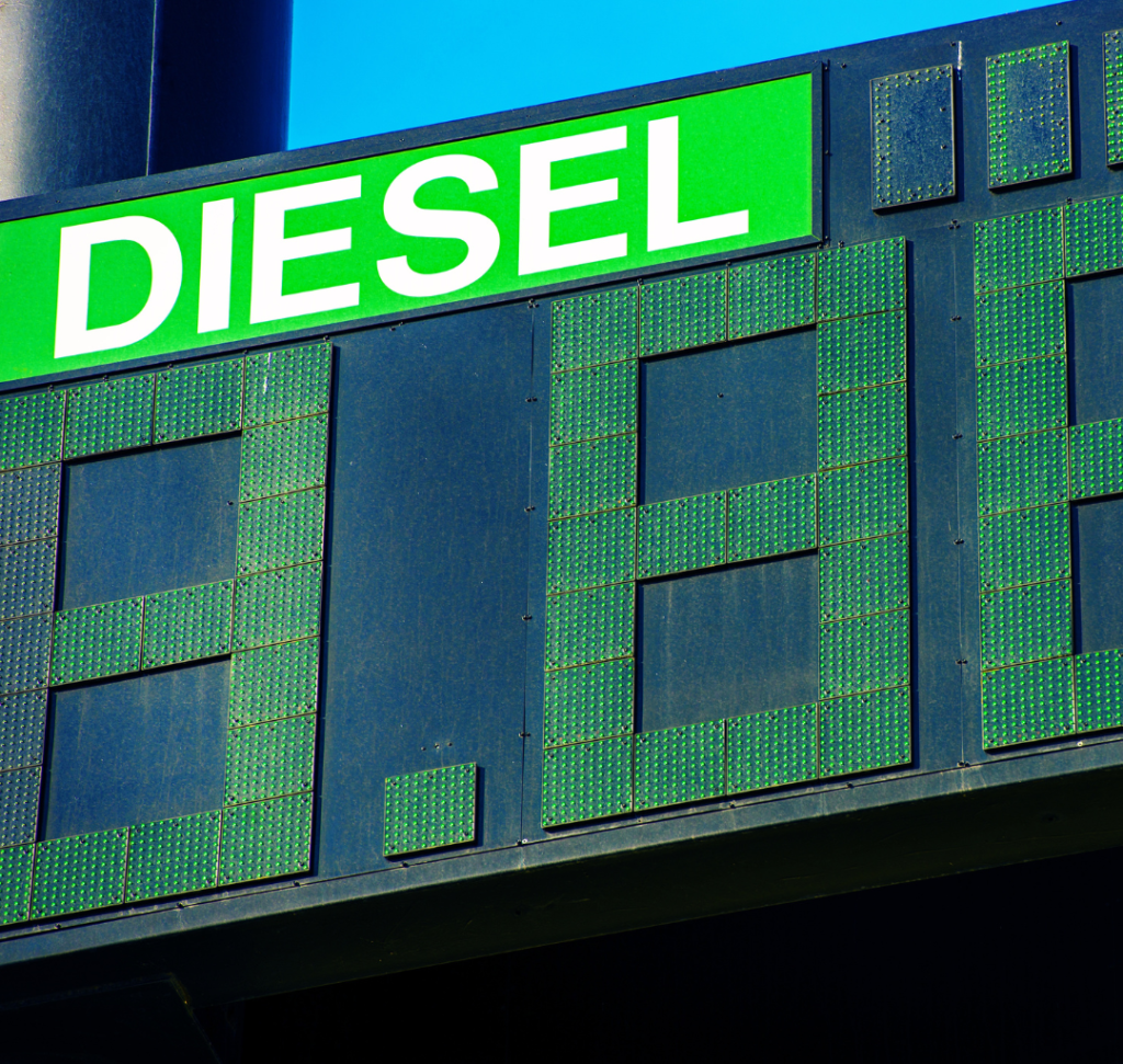En la imagen se muestra una pantalla indicando el precio del diésel
