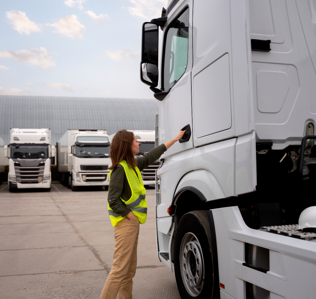 En la imagen se muestra una mujer camionera