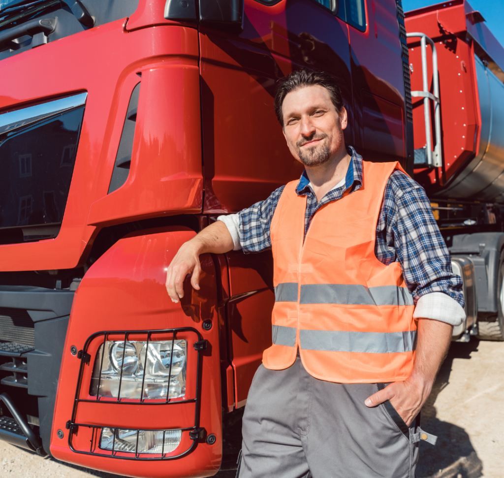 En la imagen se muestra un camionero