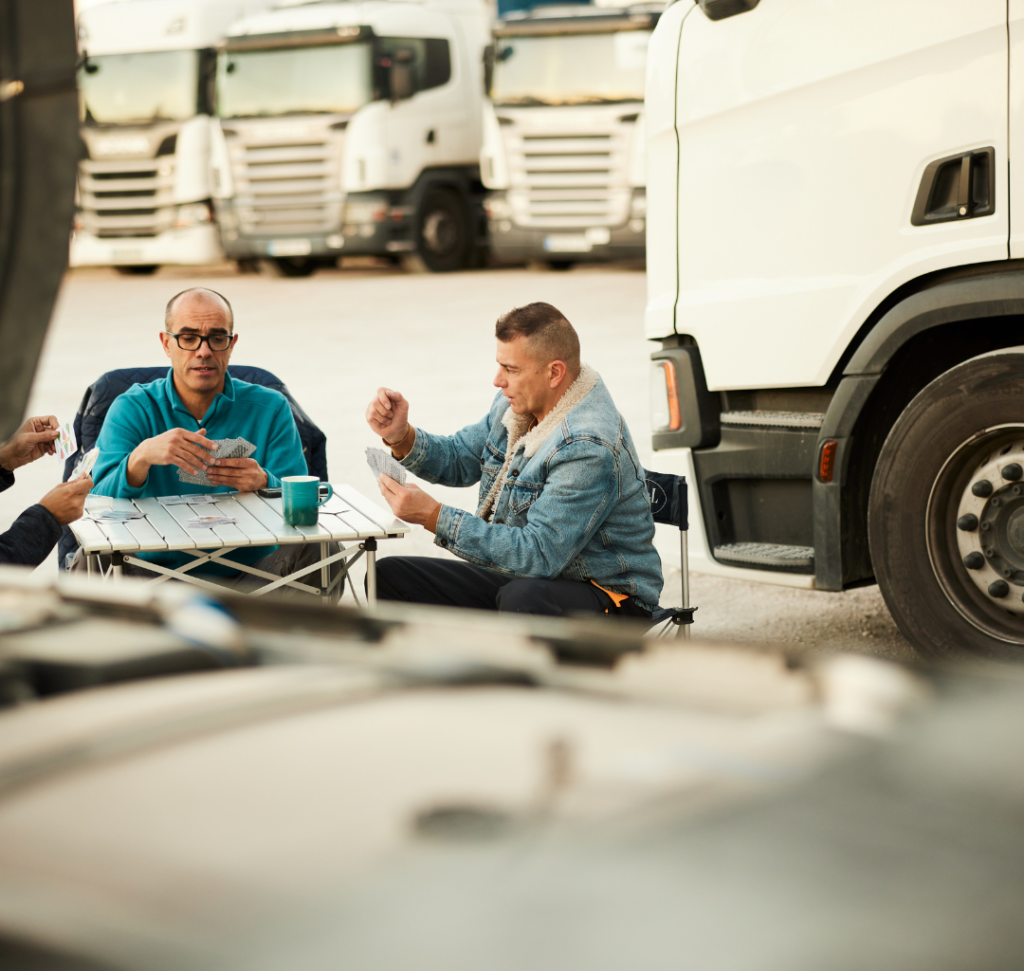 En la imagen se muestran camioneros
