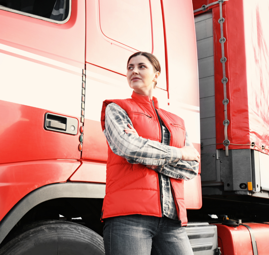 En la imagen se muestra una mujer camionera