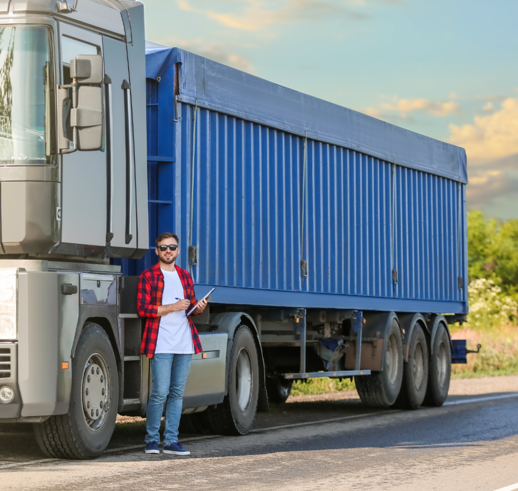 En la imagen se muestra un camionero