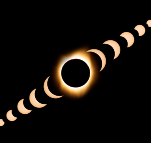 En la imagen se muestran las fases de un eclipse solar