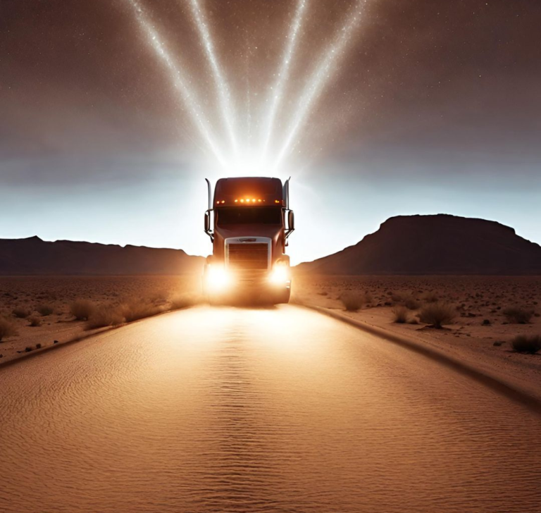 En la imagen se muestra un camión en el desierto