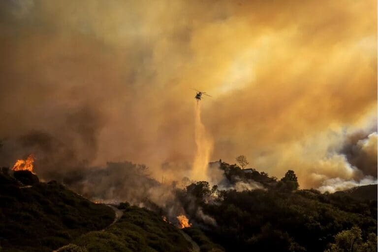 En la imagen se muestra en el incendio Palisades