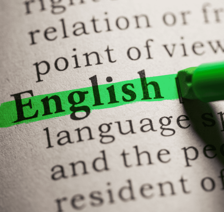 En la imagen se muestra la palabra "English"