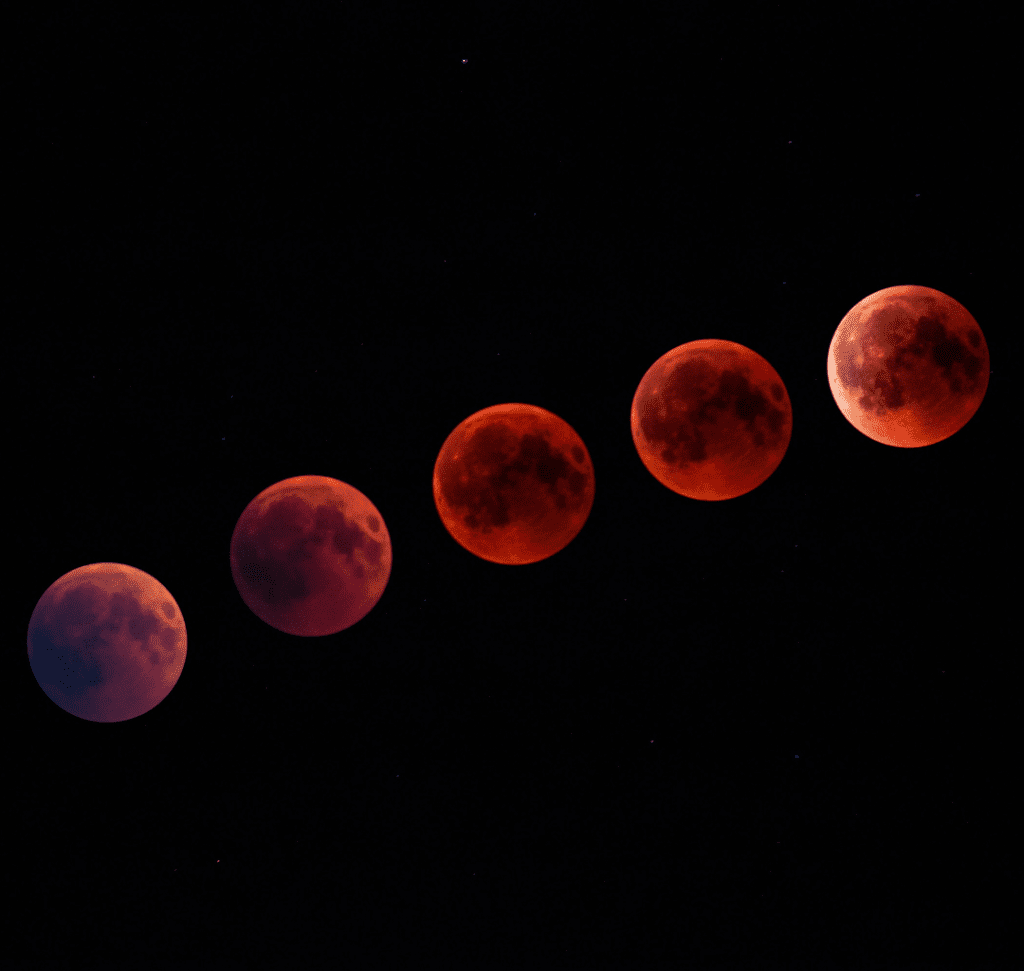 En la imagen se muestra la luna en eclipse total