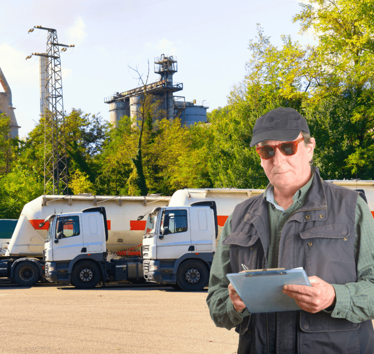 En la imagen se muestra un inspector de camiones